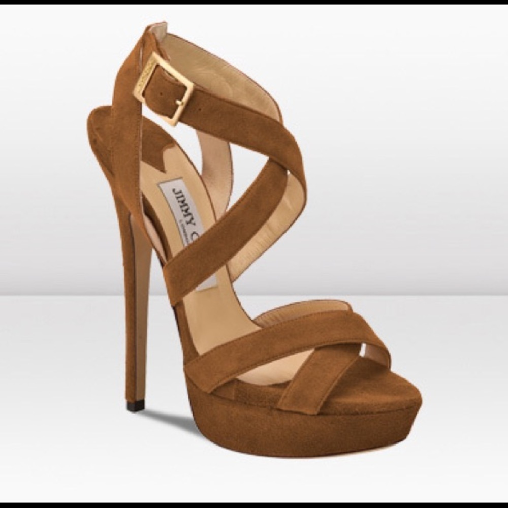 Jimmy Choo Chestnut Suede 5” Heels